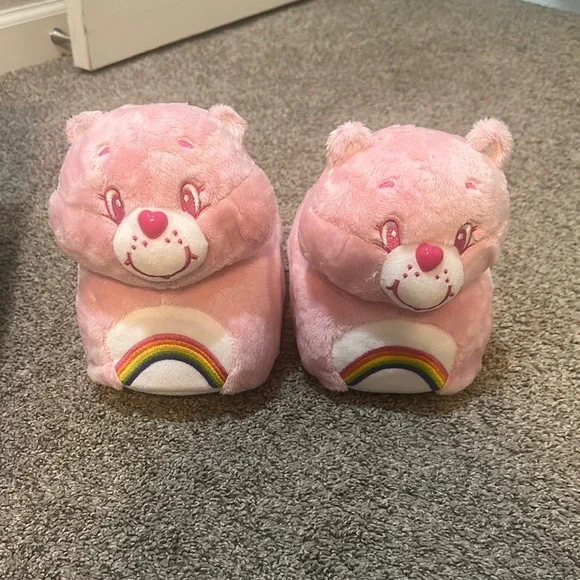 Pink Care Bear Slippers with Rainbow - Picture 1 of 3
